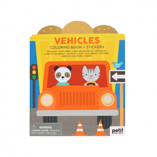 Petit collage vehicle sticker coloring book