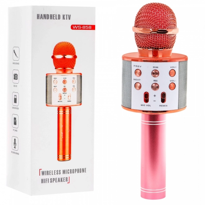 Karaoke Microphone Speaker Pink Gold