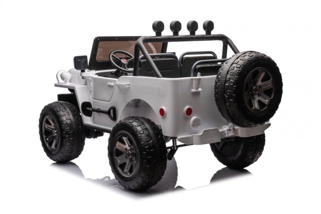 Battery-Powered White 4x4 Ride-On Car