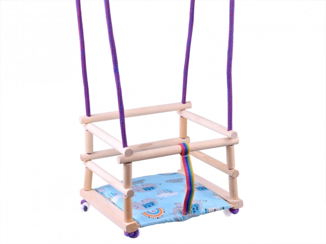 Colorful Wooden Swing with Cushion