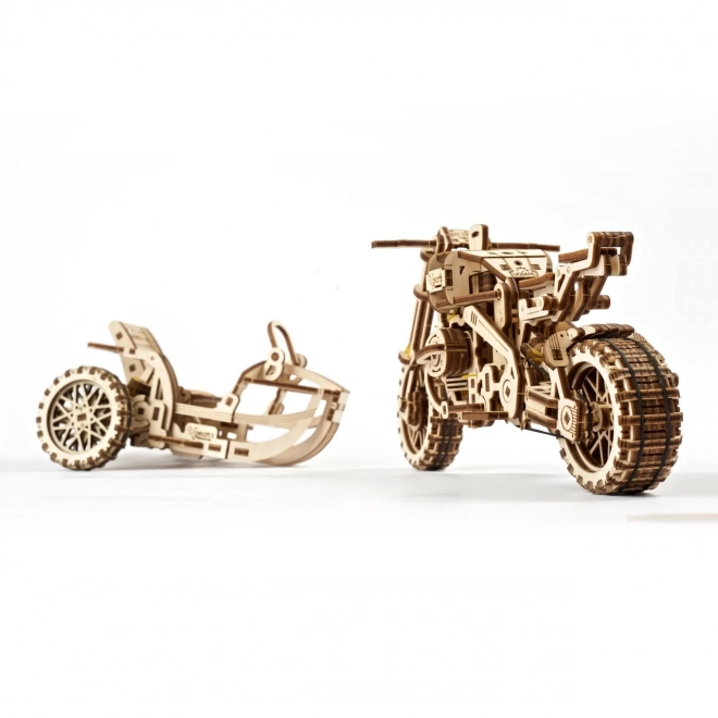 Ugears 3D Wooden Mechanical Puzzle Motorcycle with Sidecar