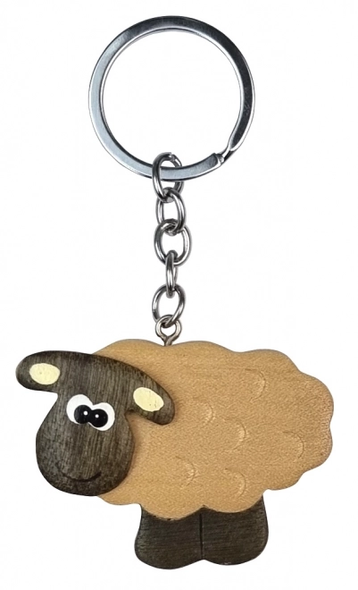 Wooden Sheep Keychain