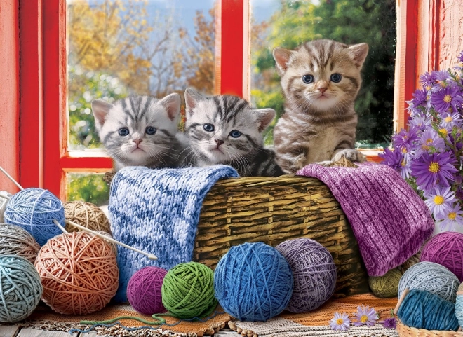 Puzzel Breiende Kittens XL 500 stukjes