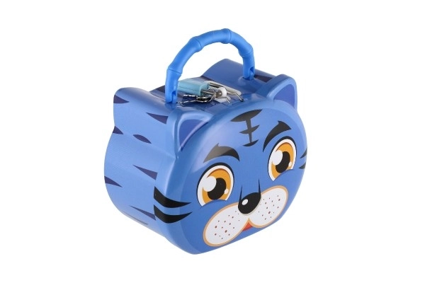 Cat Shaped Tin Money Box with Lock