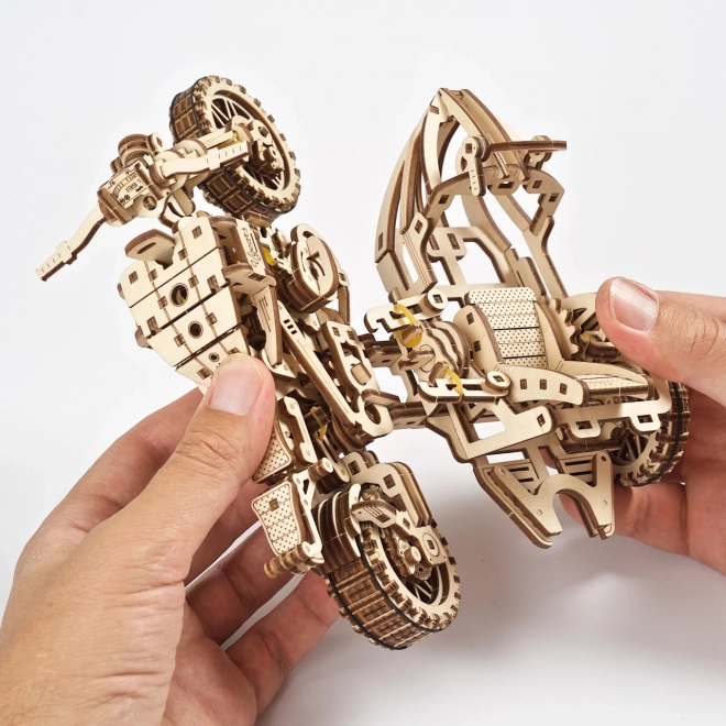 Ugears 3D Wooden Mechanical Puzzle Motorcycle with Sidecar