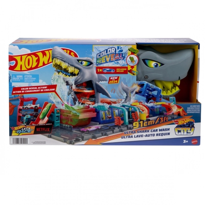 Hot Wheels City Color Reveal Shark Car Wash Playset