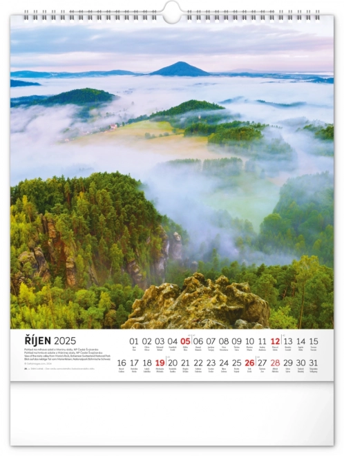 Wall Calendar Czech Republic 2025