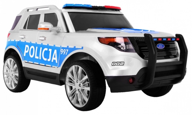 Children's Police SUV Car with Battery + Sirens + Lights + Megaphone + Remote Control + Slow Start + EVA + Stickers