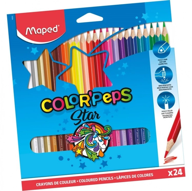 Triangular Colored Pencils Maped Color'Peps Set 24 pcs