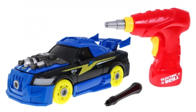 Foldable 2-in-1 Sport Car Toy for 3+ Kids with Electric Screwdriver and Sounds