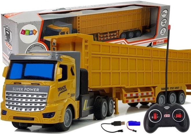 Remote Control Yellow Truck with Large Trailer