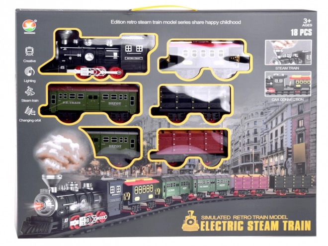 Steam Train Set with Tracks and Cars