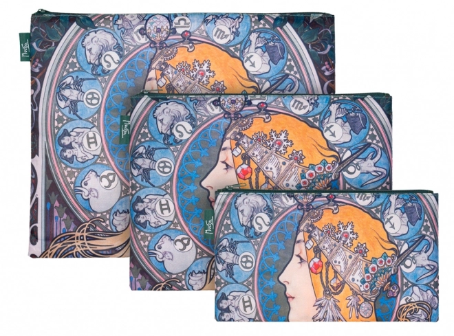 Set of 3 Mucha Zodiac Pouches