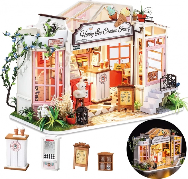 Rolife DIY Miniature Honey Ice Cream Shop with LED Lights