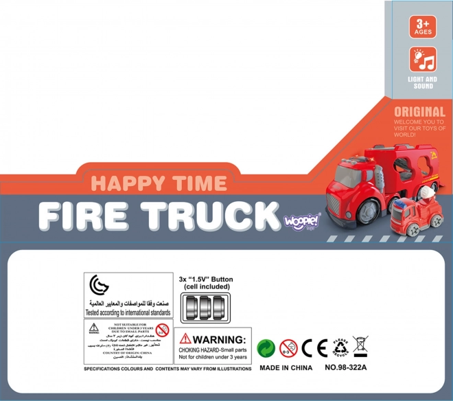 Grote rode sleepwagen City Truck met licht- en geluidseffecten