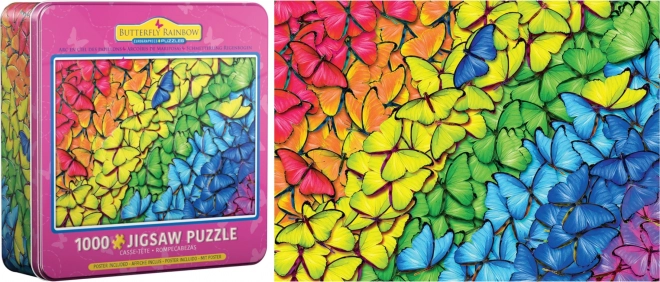 Eurographics Puzzle Metal Tin Butterfly Rainbow 1000 Pieces