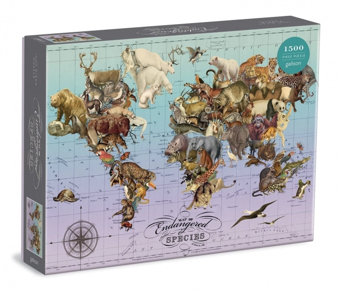 Galison Puzzle Endangered Species Map 1500 Piece