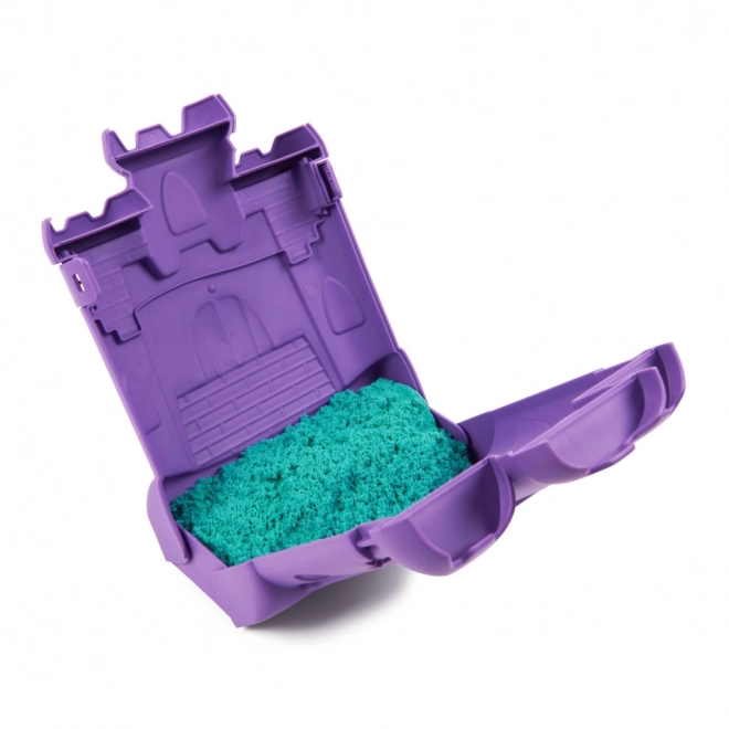 Kinetic Sand Castle Mold with Blue-Green Sand