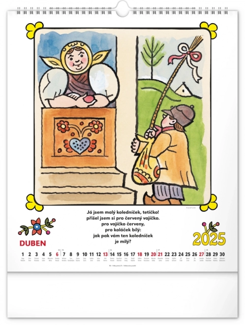 Children's Wall Calendar with Josef Lada Illustrations 2025