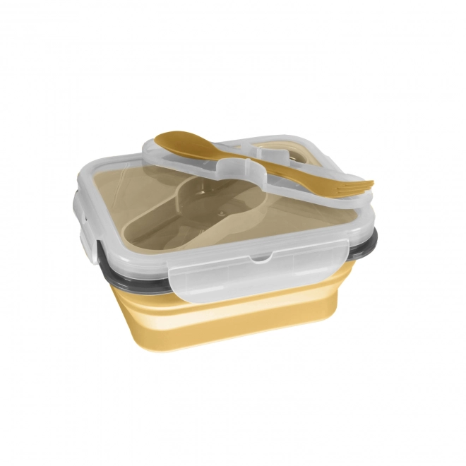 Silicone Lunch Box with Cutlery in Mustard Yellow