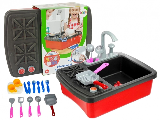 Toy Kitchen Set with Sink and Accessories