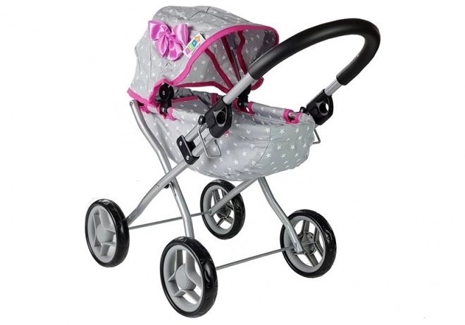 Alice doll stroller grey and pink with stars