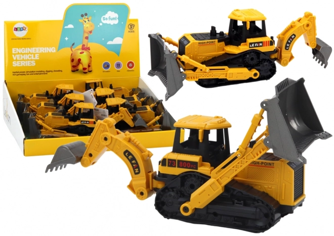 Crawler Excavator Construction Vehicle with Dual Buckets Yellow