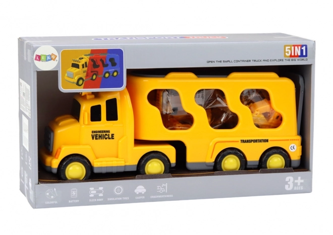 Toy Tow Truck with Construction Vehicles - Yellow