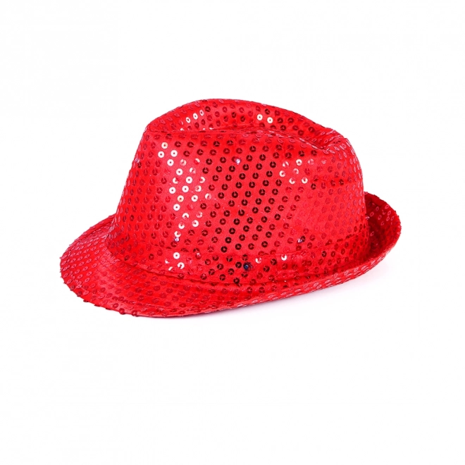 Red Disco Hat with LED Lights for Adults