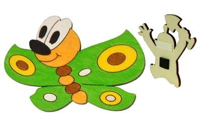 Dodo Wooden Decorative Green Butterfly Magnet