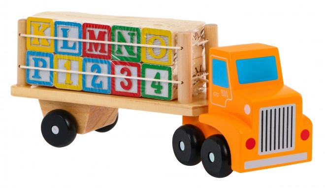 Wooden Truck with Trailer and Alphabet Blocks