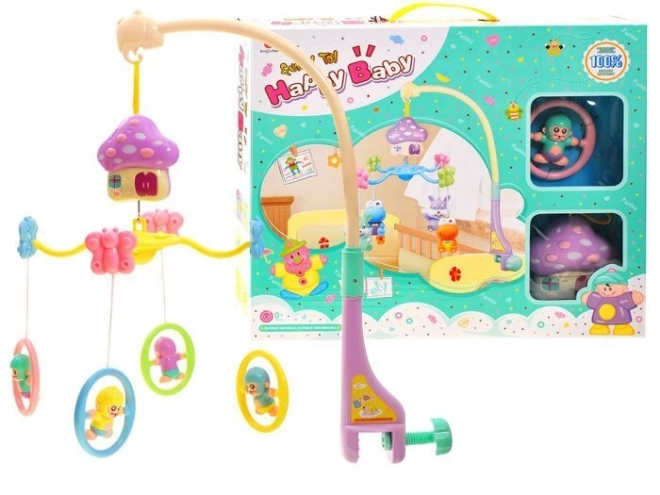 Pastel Musical Crib Mobile with Monkeys