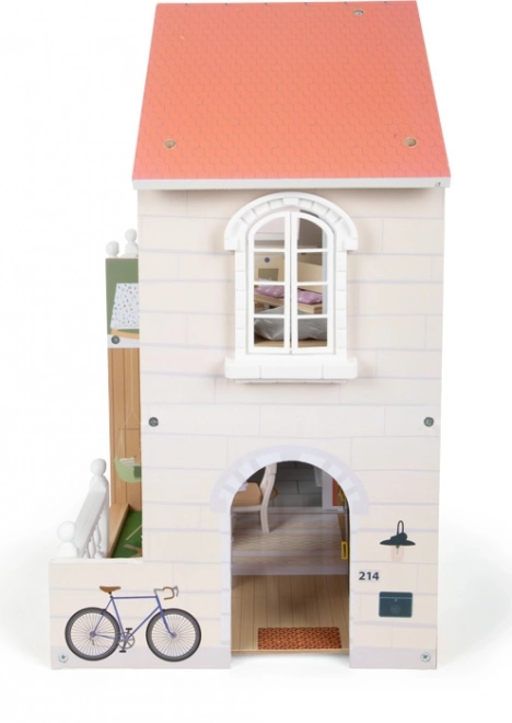 Wooden Dollhouse with Terrace