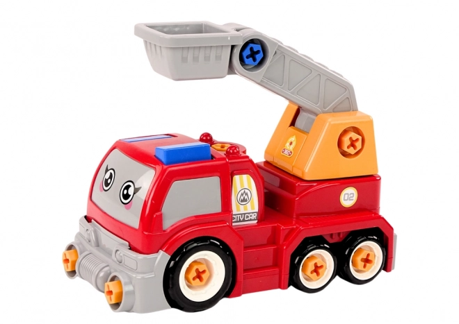 Red Cartoon DIY Crane Truck