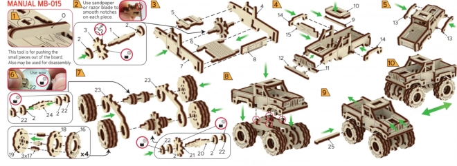 Wooden 3D Puzzle - Monster Truck Model