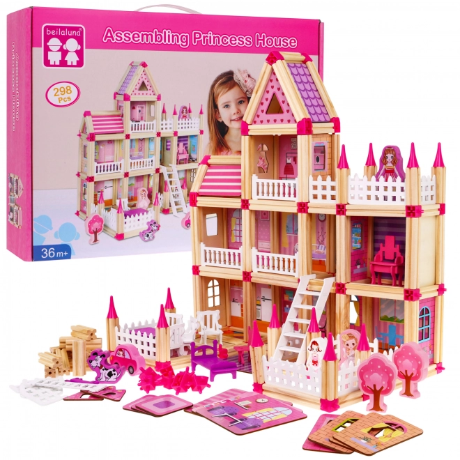 Wooden Princess Castle Building Blocks Set for Kids