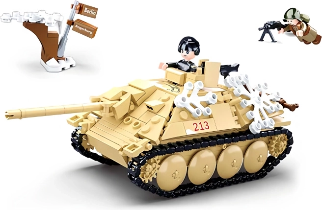 Realistic tank destroyer with winter camouflage