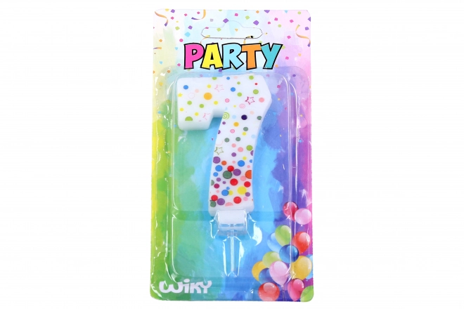 Party Candle Number 7 Polka Dots