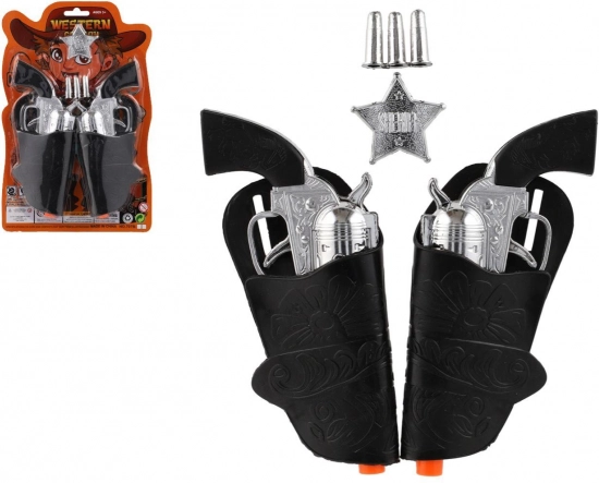 Set da cowboy con due pistole di plastica e fondina