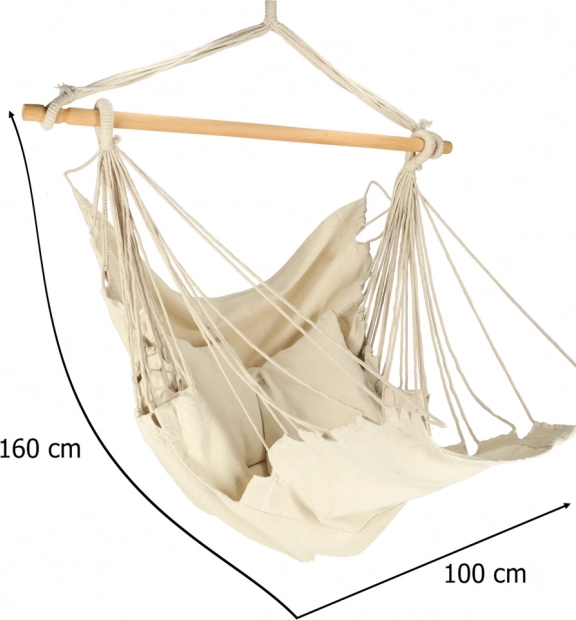 Bézs brazil függőszék lábtartóval, 130 cm