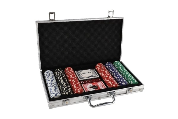 Poker Set with 300 Chips, Cards & Dice in Aluminum Case