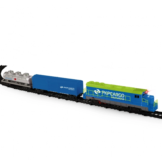 cargo train set with tracks, sound, and light