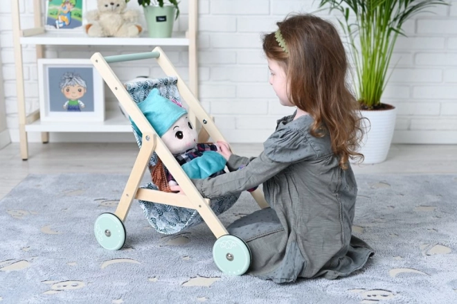 Light Wooden Doll Stroller