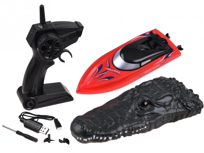 Remote-Controlled Crocodile Boat – Red