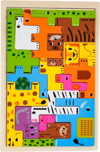 Set di puzzle animali in legno per bambini