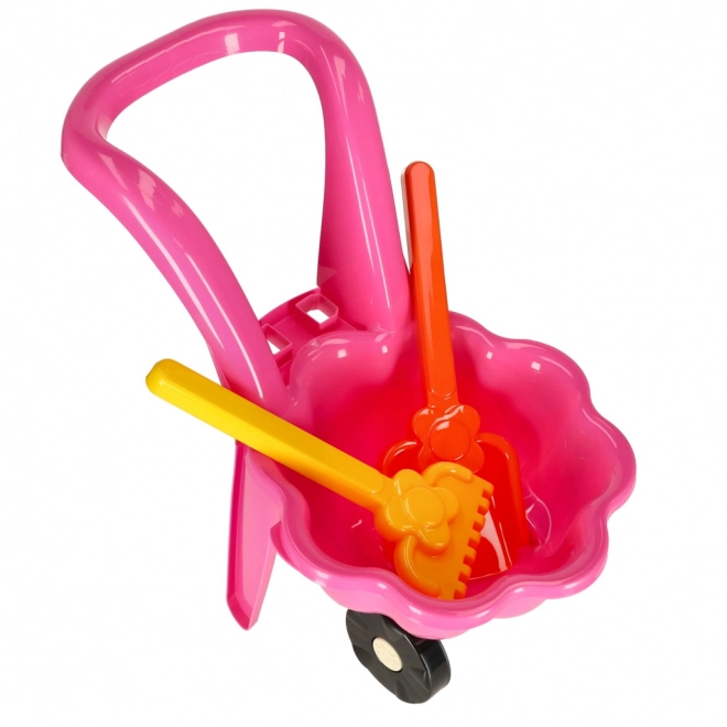 Pink Kids Wheelbarrow Garden Set with Shovel and Rake