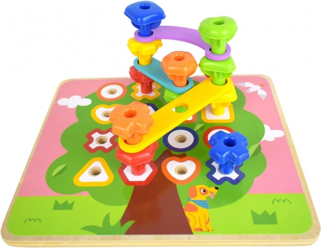 Tooky Toy višenamjenska ploča s raznobojnim vijcima za učenje oblika