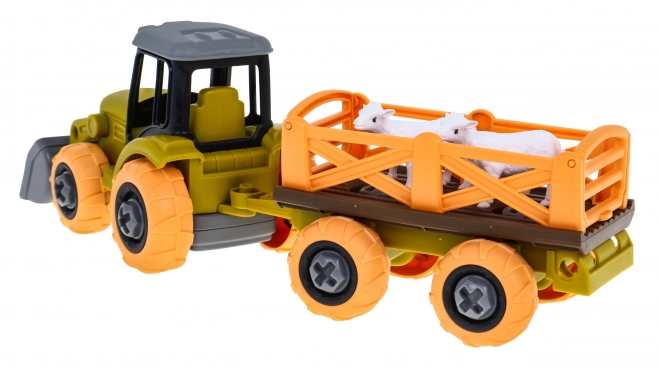 Dismantle Tractor Set with Trailer and Sheep for Kids 3+