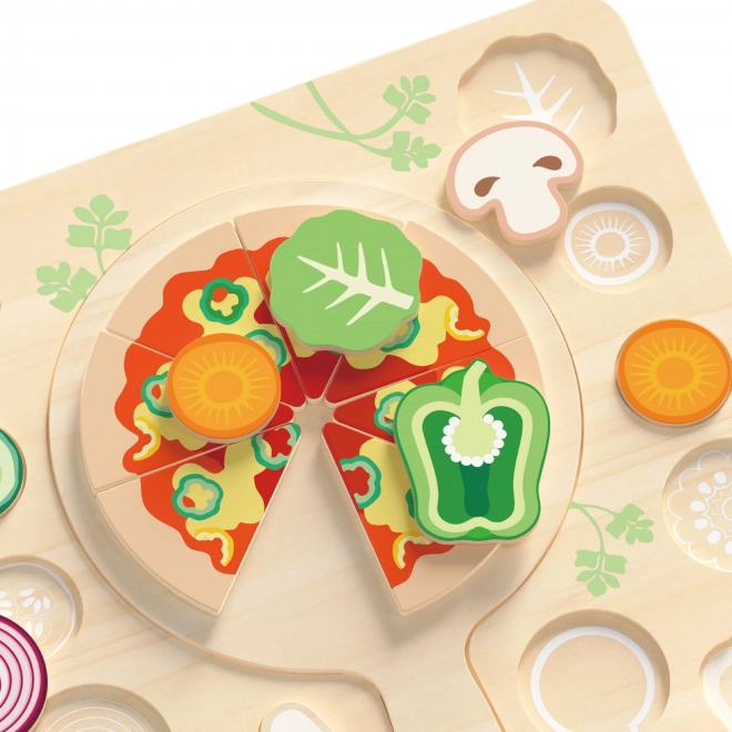 CLASSIC WORLD Holzspielzeug Pizza zum Schneiden, Puzzle 22 Teile