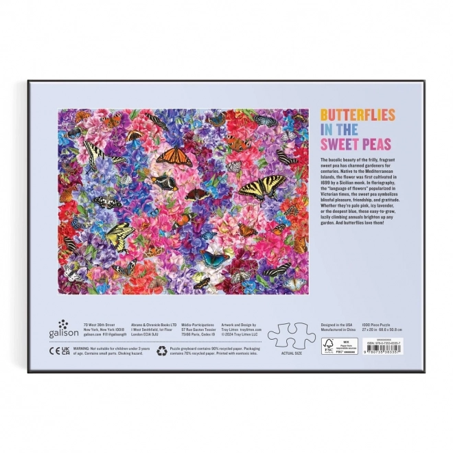 Butterflies in Sweet Peas Puzzle 1000 Pieces